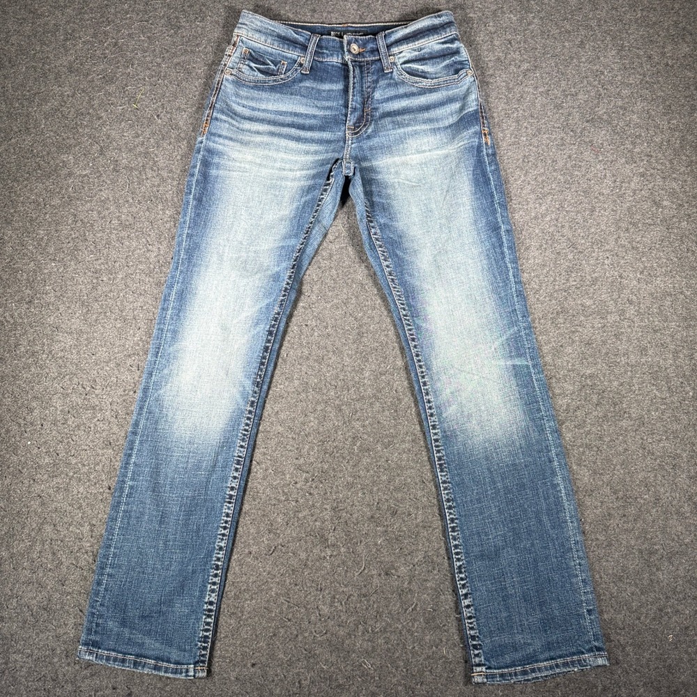 BKE Jake Straight Leg Blue Jeans Mens 29x32 Medium Wash Whiskered Denim